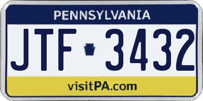 PA license plate JTF3432