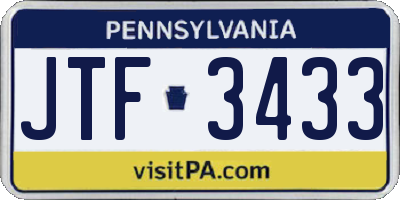 PA license plate JTF3433