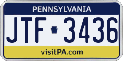 PA license plate JTF3436