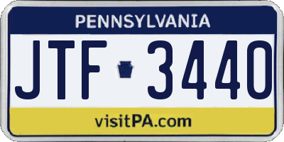 PA license plate JTF3440