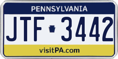 PA license plate JTF3442