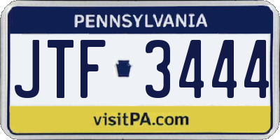 PA license plate JTF3444
