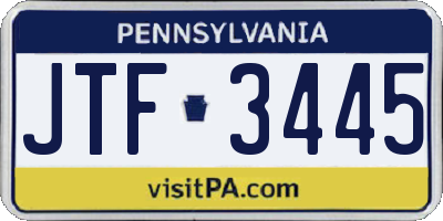 PA license plate JTF3445