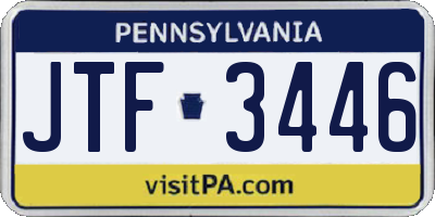 PA license plate JTF3446