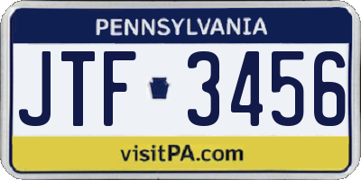 PA license plate JTF3456