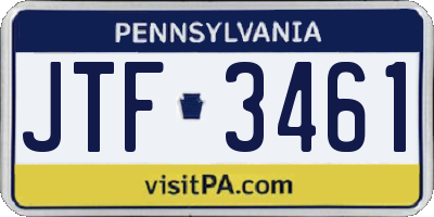 PA license plate JTF3461