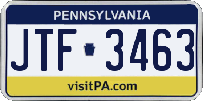 PA license plate JTF3463
