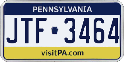 PA license plate JTF3464