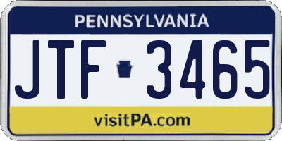 PA license plate JTF3465