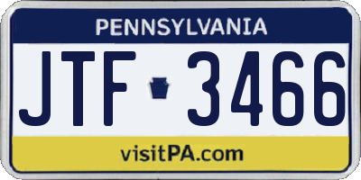 PA license plate JTF3466