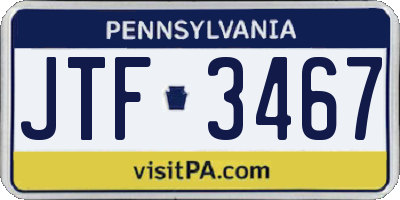 PA license plate JTF3467