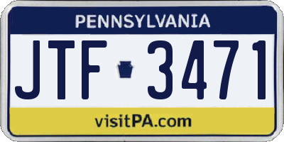 PA license plate JTF3471