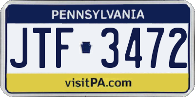 PA license plate JTF3472