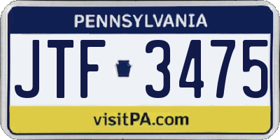 PA license plate JTF3475