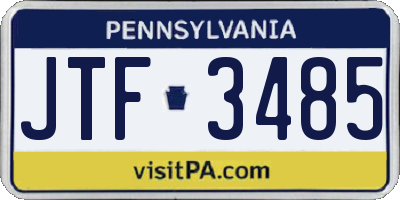 PA license plate JTF3485