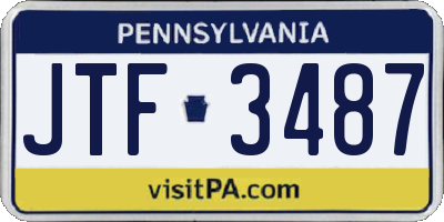 PA license plate JTF3487