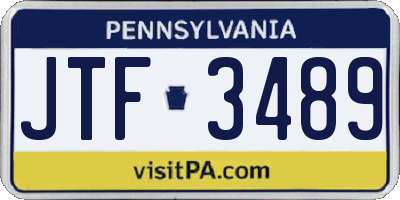 PA license plate JTF3489