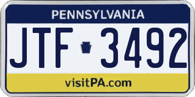 PA license plate JTF3492