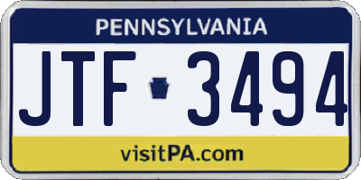 PA license plate JTF3494