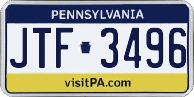 PA license plate JTF3496