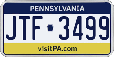 PA license plate JTF3499