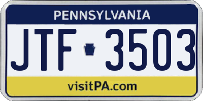 PA license plate JTF3503