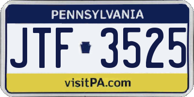 PA license plate JTF3525
