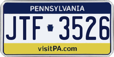 PA license plate JTF3526