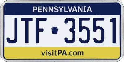 PA license plate JTF3551