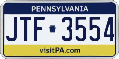 PA license plate JTF3554