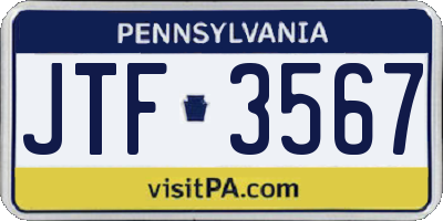 PA license plate JTF3567