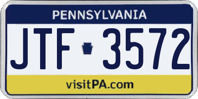 PA license plate JTF3572