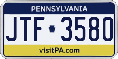 PA license plate JTF3580