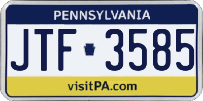 PA license plate JTF3585