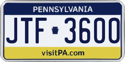 PA license plate JTF3600