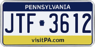 PA license plate JTF3612