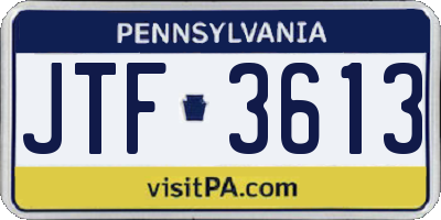 PA license plate JTF3613