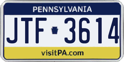 PA license plate JTF3614