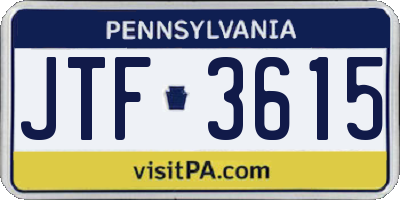 PA license plate JTF3615