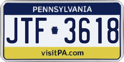 PA license plate JTF3618