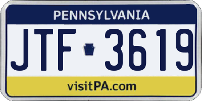 PA license plate JTF3619