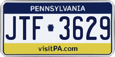 PA license plate JTF3629