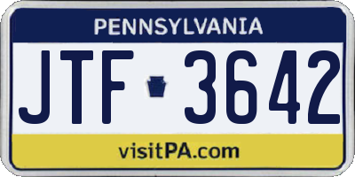 PA license plate JTF3642