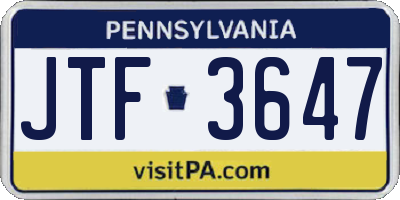 PA license plate JTF3647