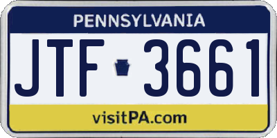 PA license plate JTF3661