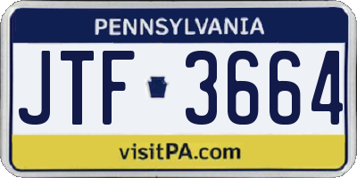 PA license plate JTF3664