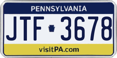 PA license plate JTF3678
