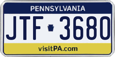 PA license plate JTF3680