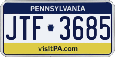 PA license plate JTF3685