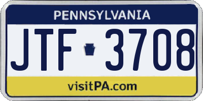 PA license plate JTF3708